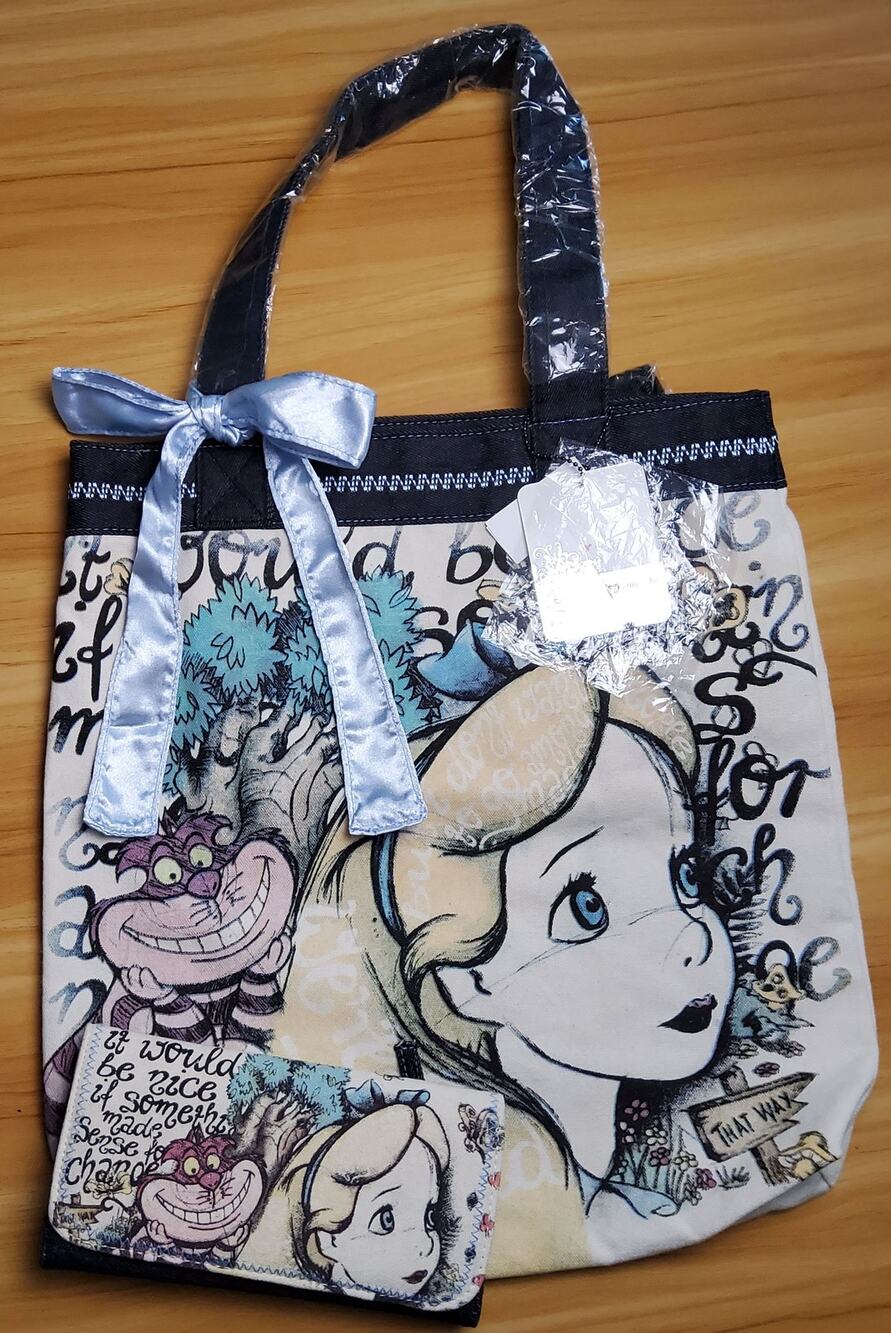 Loungefly Alice in Wonderland Canvas Tote & Wallet – OG Heart Logo 2010 NWT/NWOT